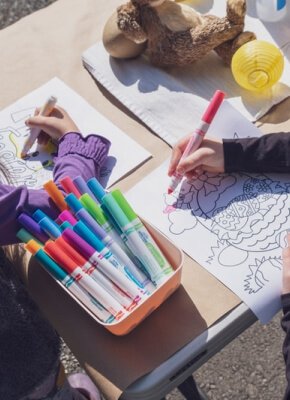 kids drawing in outdoor at Lovedale International School