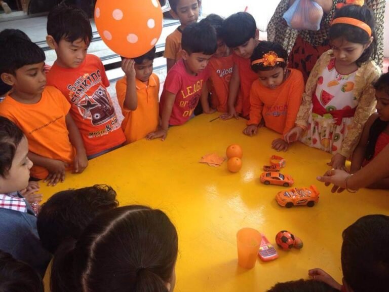 Students appreciating the warmth, energy, and creativity of the color orange on Orange Colour Day at Lovedale International School, Hyderabad, Banjara Hills, showcasing their appreciation and creativity.
