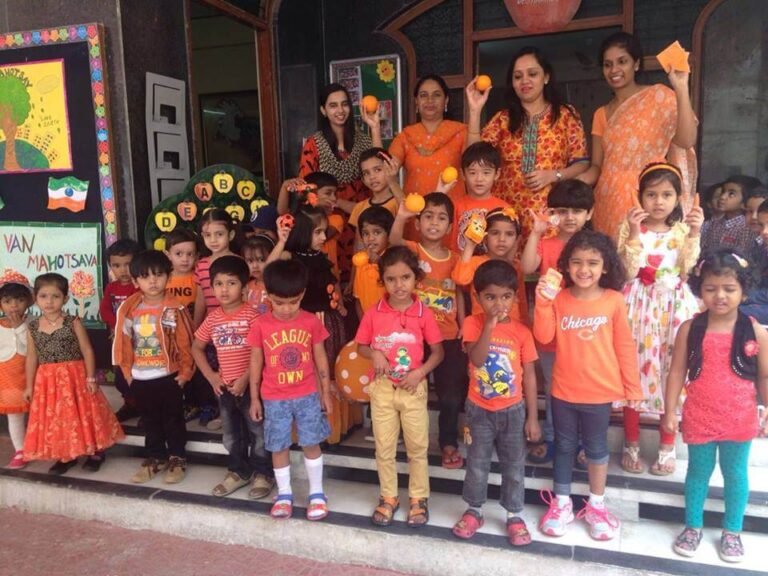Students embracing the color of creativity on Orange Colour Day at Lovedale International School, Hyderabad, Banjara Hills, exuding energy and enthusiasm.