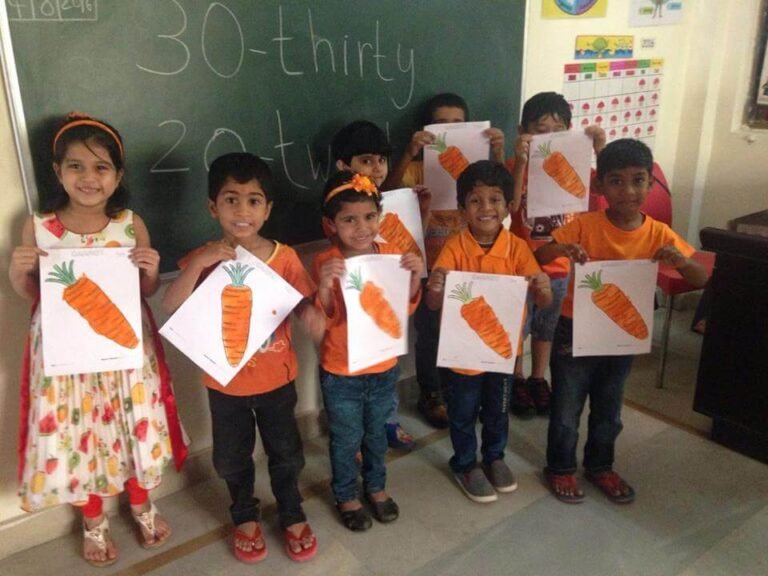 Students appreciating the beauty and versatility of the color orange on Orange Colour Day at Lovedale International School, Hyderabad, Banjara Hills, showcasing their creativity and appreciation.